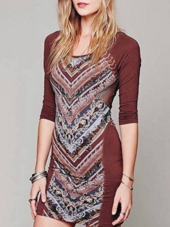 Free People Dresses & Skirts - Free People Out Of Africa Color Raisin Combo Sz Medium Tapestry Print Cutouts